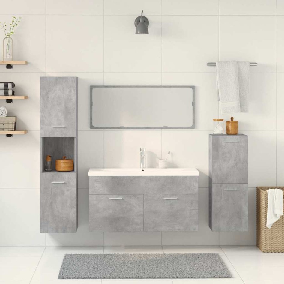 Set muebles de baño 5 piezas madera ingeniería gris