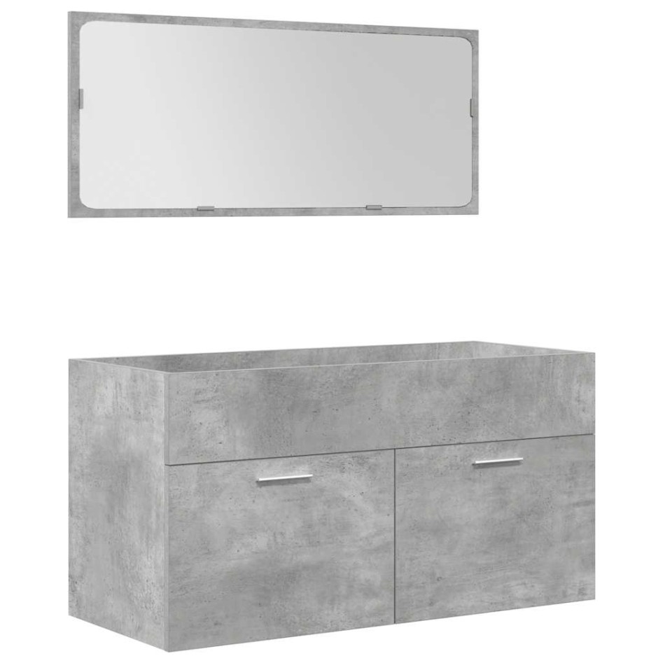 Set muebles de baño 5 piezas madera ingeniería gris