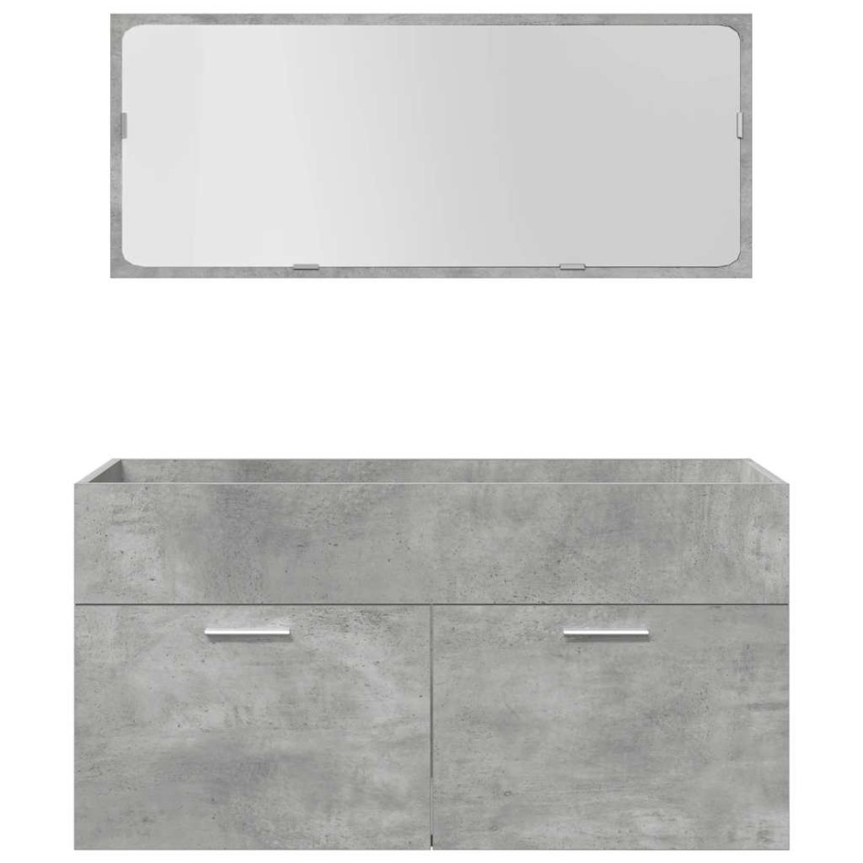 Set muebles de baño 5 piezas madera ingeniería gris