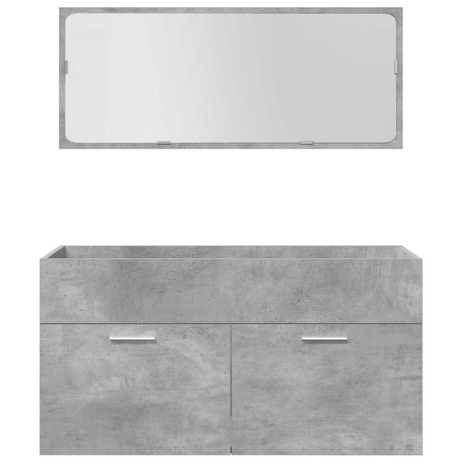 Set muebles de baño 5 piezas madera ingeniería gris