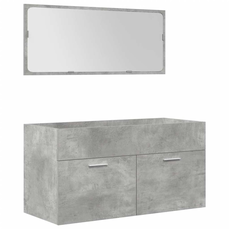 Set muebles de baño 5 piezas madera ingeniería gris
