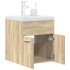 Mueble de baño con lavabo incorporado y grifo roble