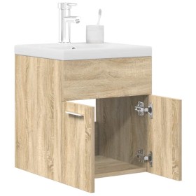 Mueble de baño con lavabo incorporado y grifo roble
