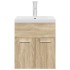 Mueble de baño con lavabo incorporado y grifo roble
