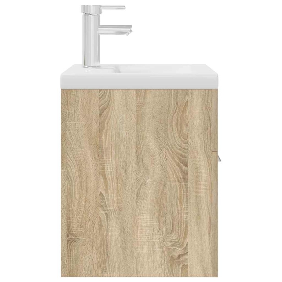 Mueble de baño con lavabo incorporado y grifo roble