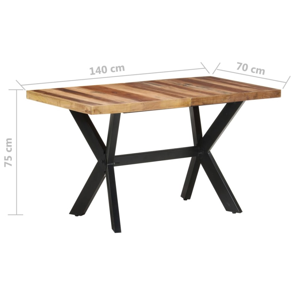 Mesa de comedor de madera acacia acabado miel 140x70x75