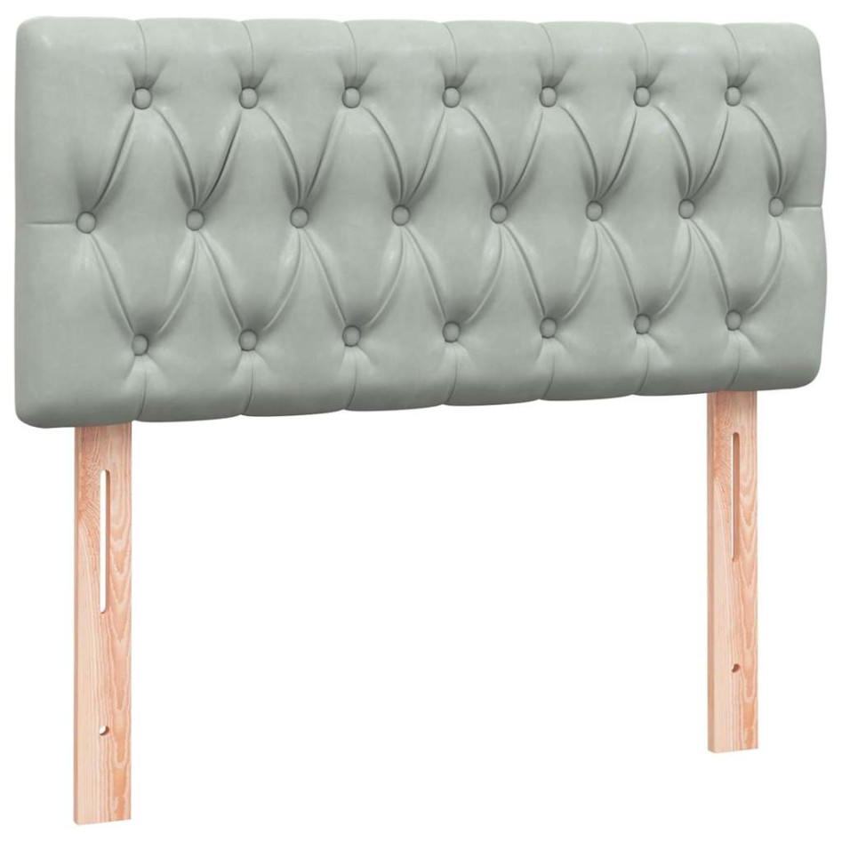 Cama box spring con colchón terciopelo gris claro 90x210