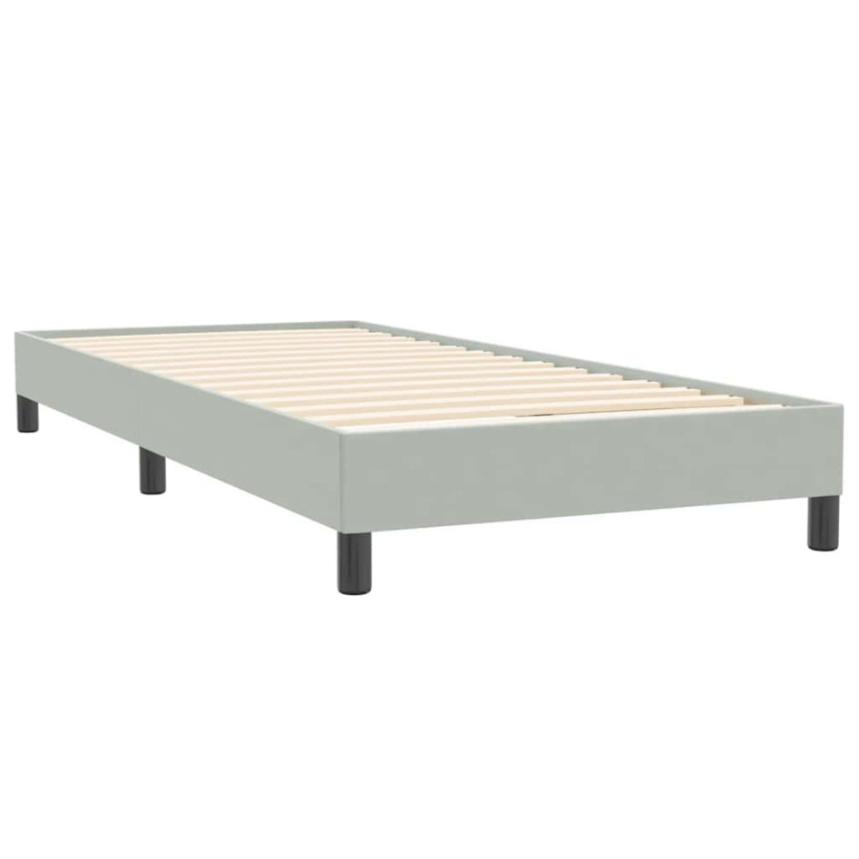 Cama box spring con colchón terciopelo gris claro 80x220