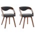 Sillas de comedor 2 unidades madera curvada y tela gris