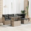 Set de muebles de jardín 6 pzas y cojines ratán sintético gris