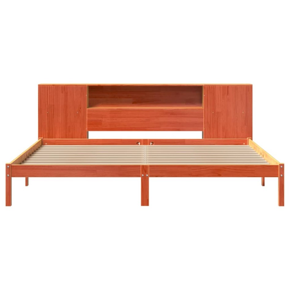 Cama con estantería sin colchón madera maciza marrón 200x200