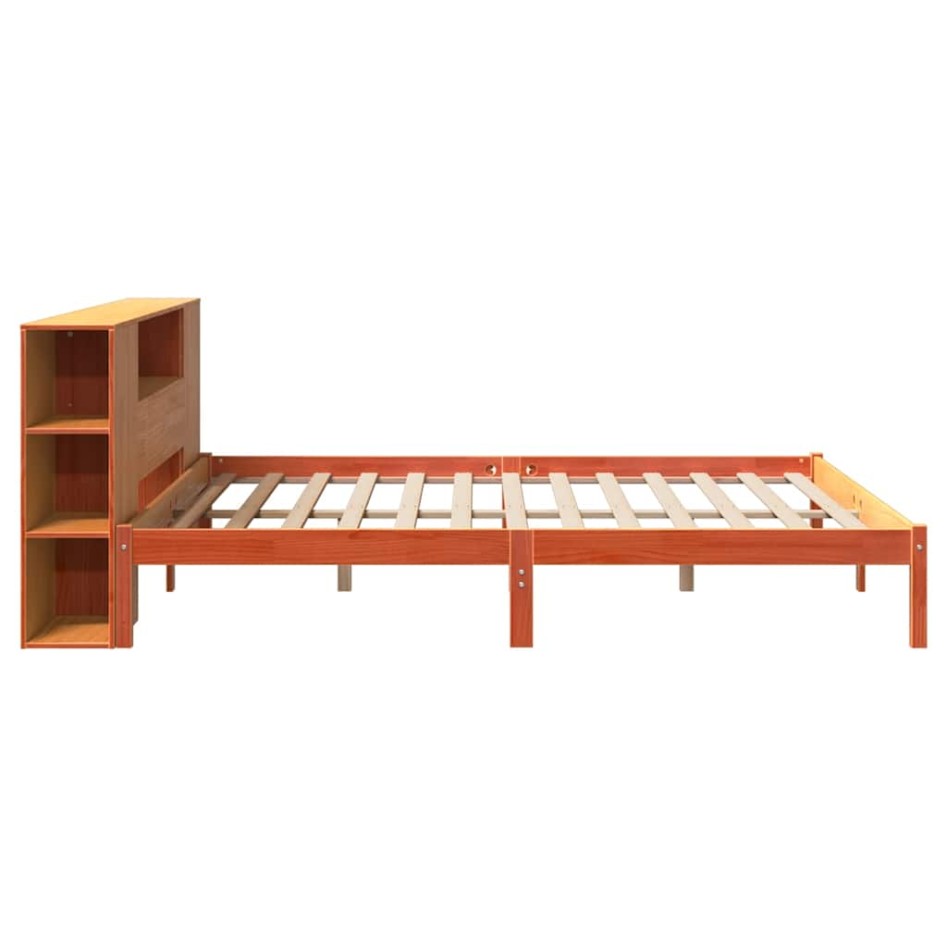 Cama con estantería sin colchón madera maciza marrón 200x200