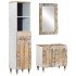 Conjunto de muebles de baño 3 piezas madera maciza de