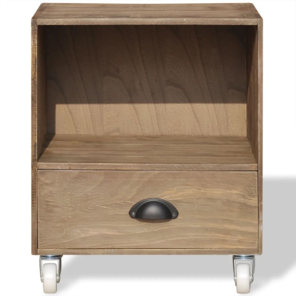 Mesita de noche marrón 2 unidades madera