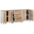 Aparadores 3 uds de madera maciza de mango 60x33,5x75