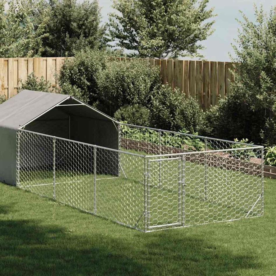 Caseta perros exterior con corral 6x2x1,5 m acero