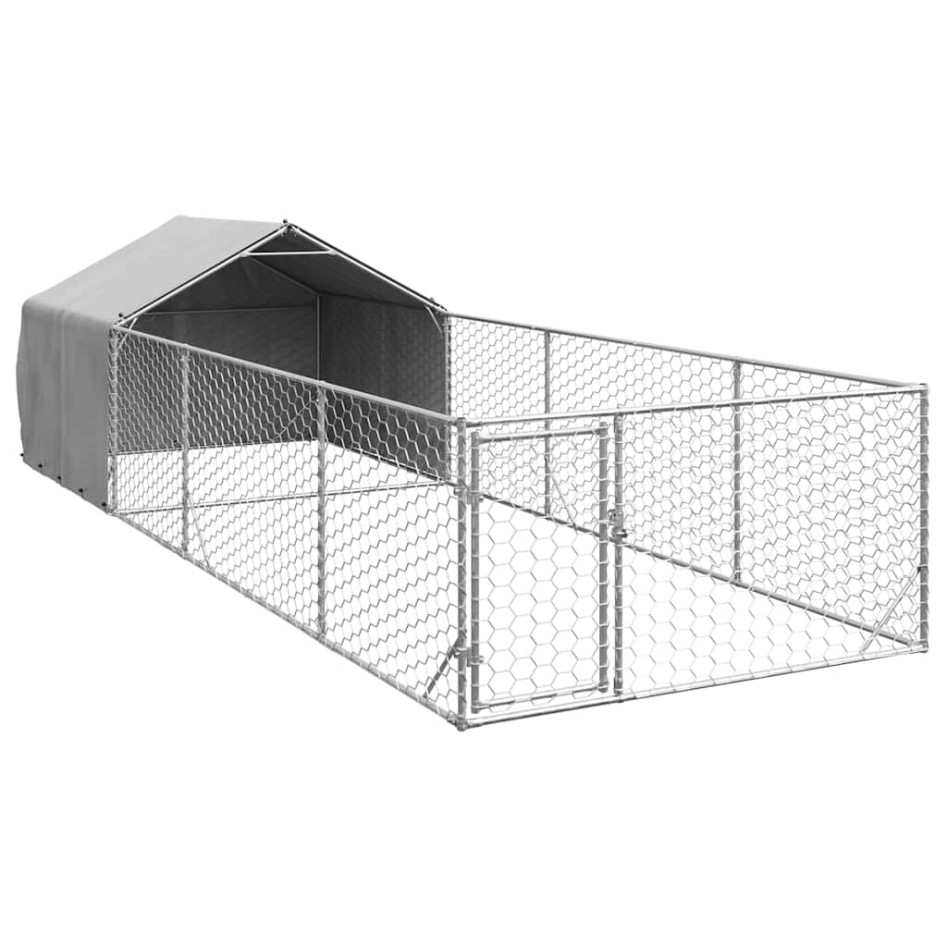 Caseta perros exterior con corral 6x2x1,5 m acero