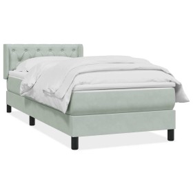 Cama box spring con colchón terciopelo gris claro 80x220