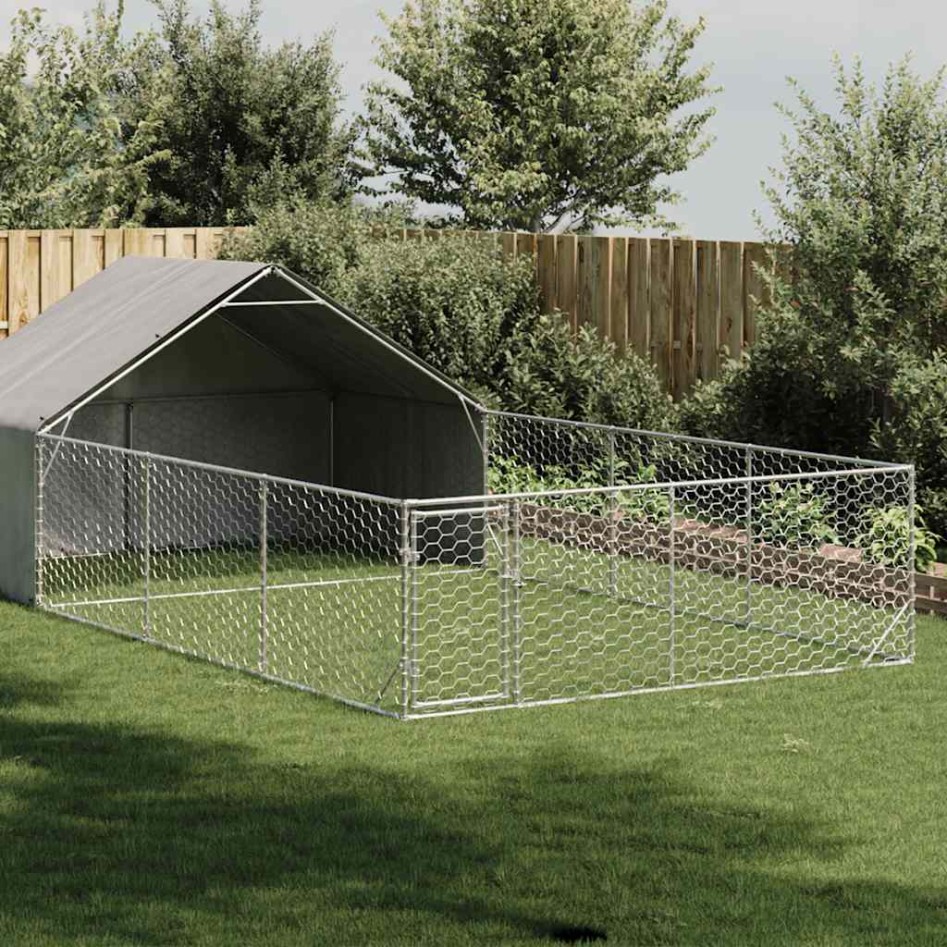 Caseta perros exterior con corral 7x3x1,9 m acero