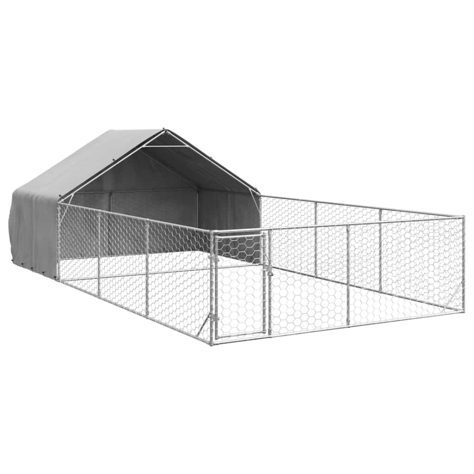 Caseta perros exterior con corral 7x3x1,9 m acero