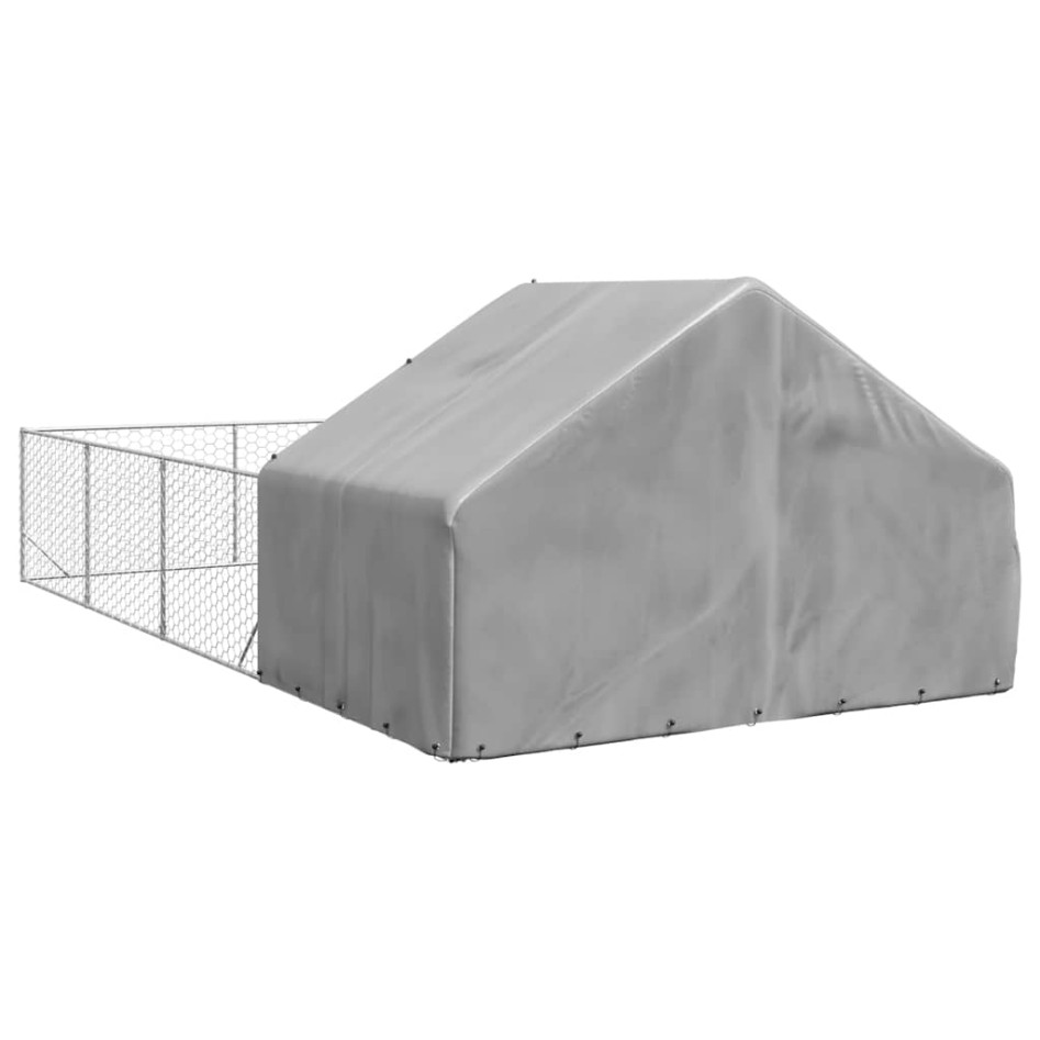 Caseta perros exterior con corral 7x3x1,9 m acero
