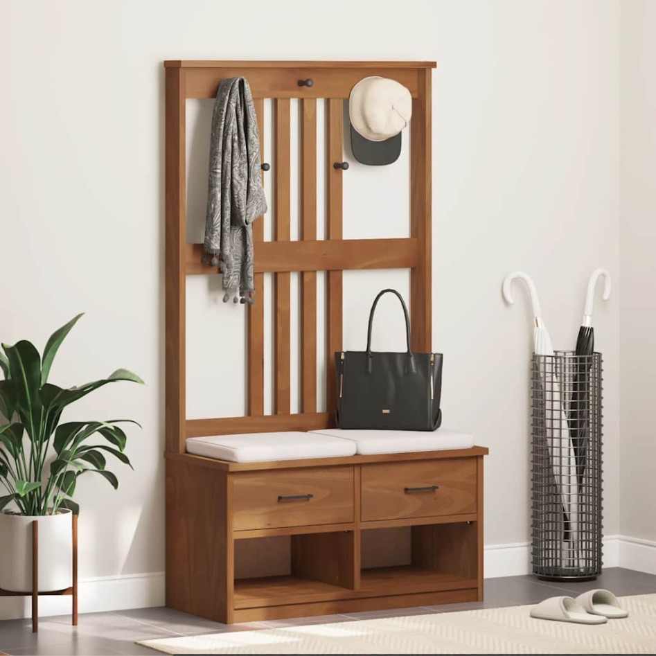 Perchero de entrada SANDENS madera maciza de pino