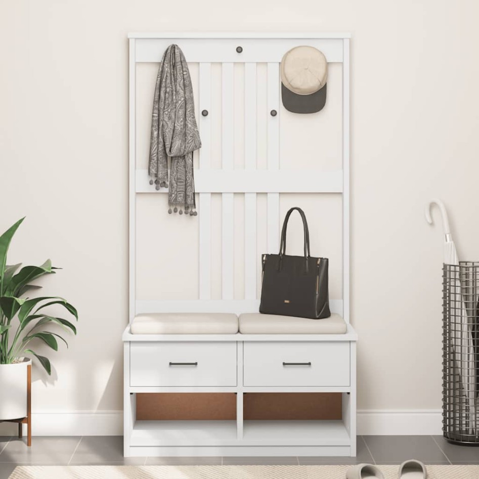 Perchero de entrada SANDENS madera pino blanco 87x40x159,5