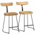 Taburetes de barra 2 uds madera maciza de mango 49x43x79