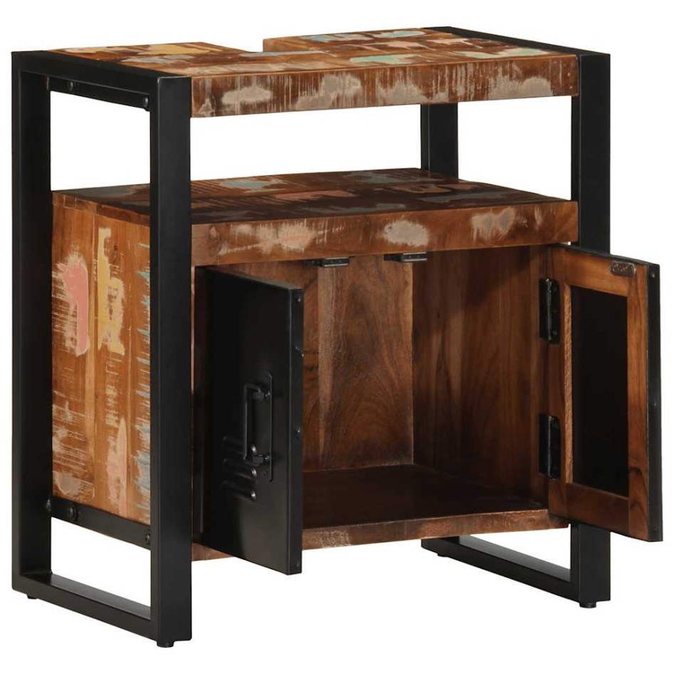 Mueble de baño para lavabo madera maciza reciclada 55x35x60