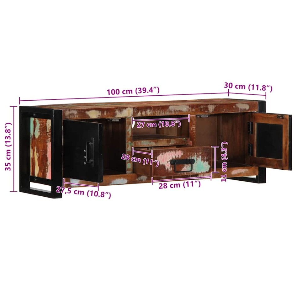 Mueble para la TV 100x30x35 madera maciza