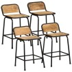 Taburetes de barra 4 uds 46x35,5x70 cm madera maciza de mango