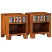Mesita de noche 2 uds 40x35x45 cm madera maciza de acacia