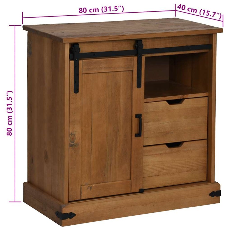 Aparador HALDEN con puerta corredera 80x40x80 cm madera