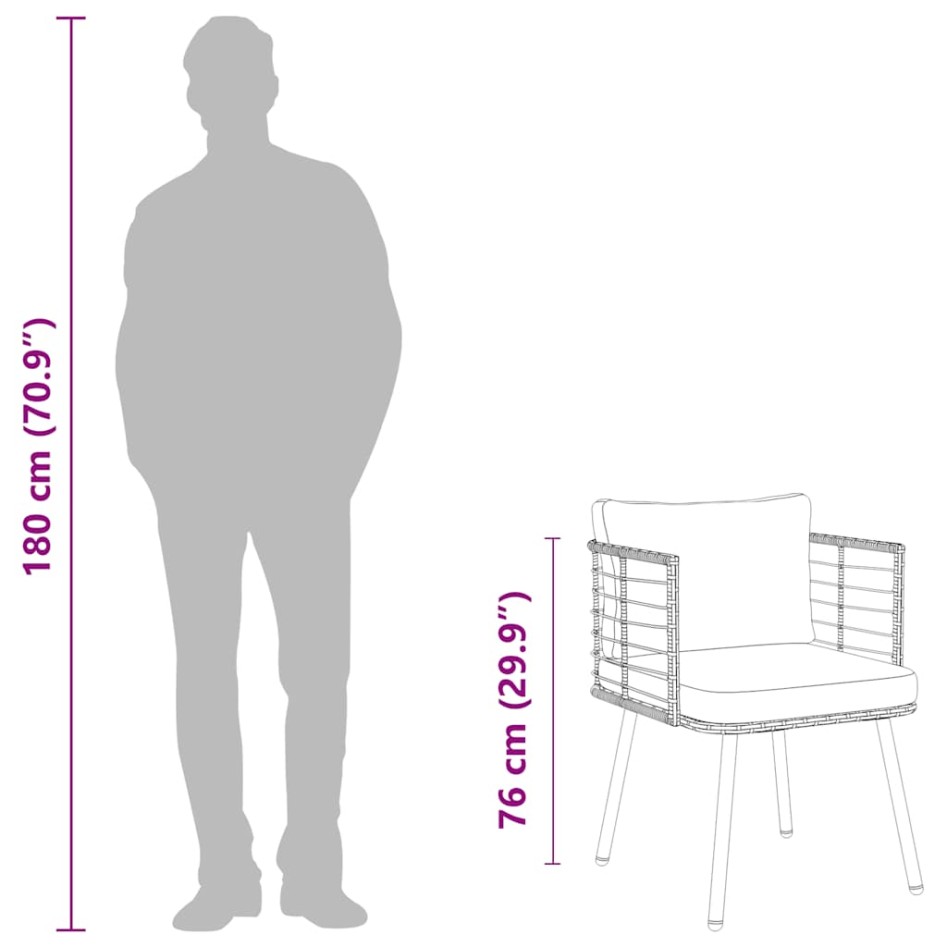 Silla de jardín con cojines ratán sintético