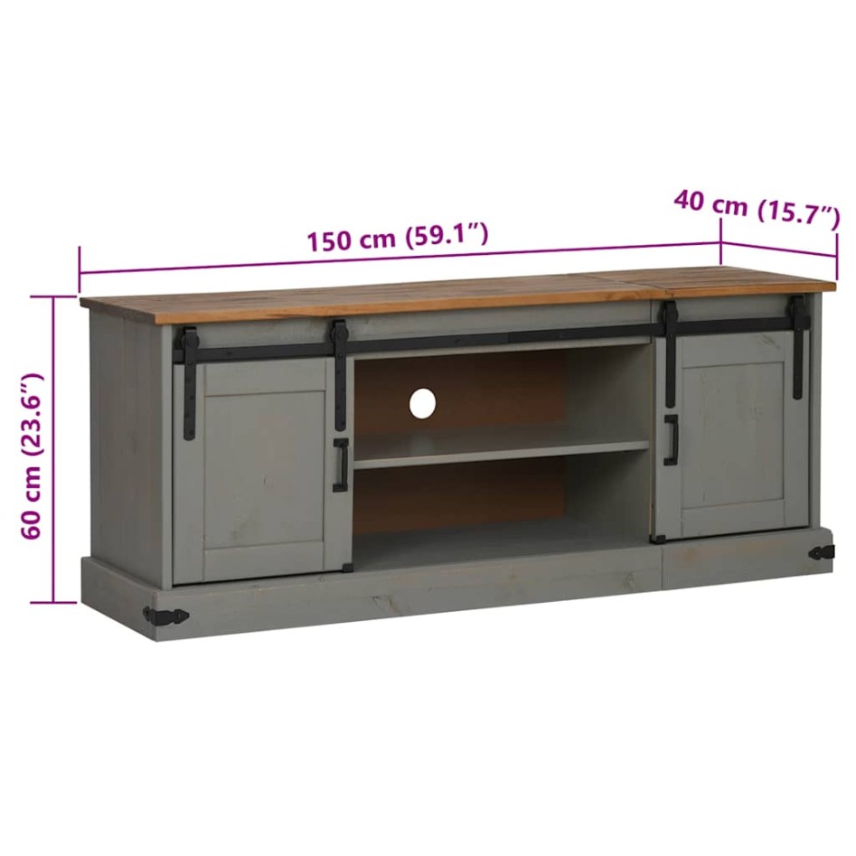 Mueble de TV HALDEN 2 puerta correderas gris 150x40x60