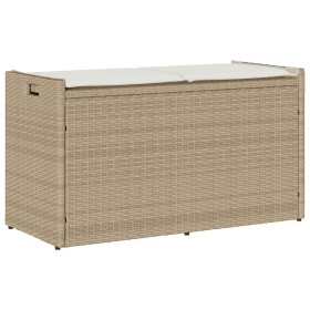 Banco de almacenaje con cojín beige 100 cm ratán
