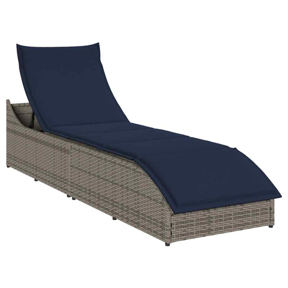 Tumbona plegable con cojín y espacio gris ratán