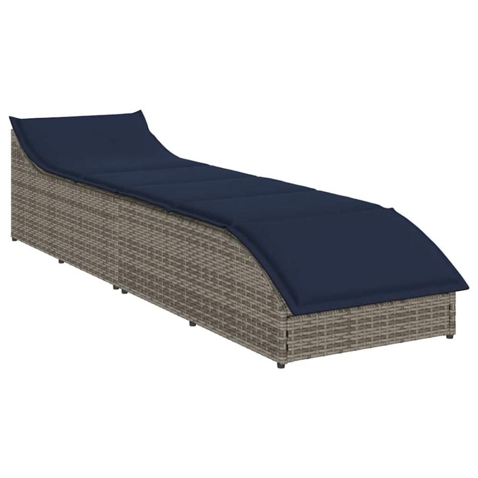 Tumbona plegable con cojín y espacio gris ratán