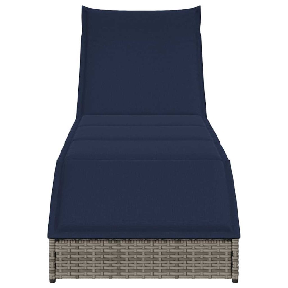 Tumbona plegable con cojín y espacio gris ratán