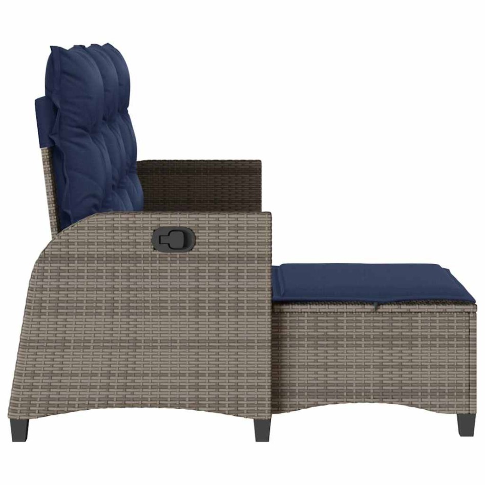 Sofá de jardín reclinable con cojines en forma de L