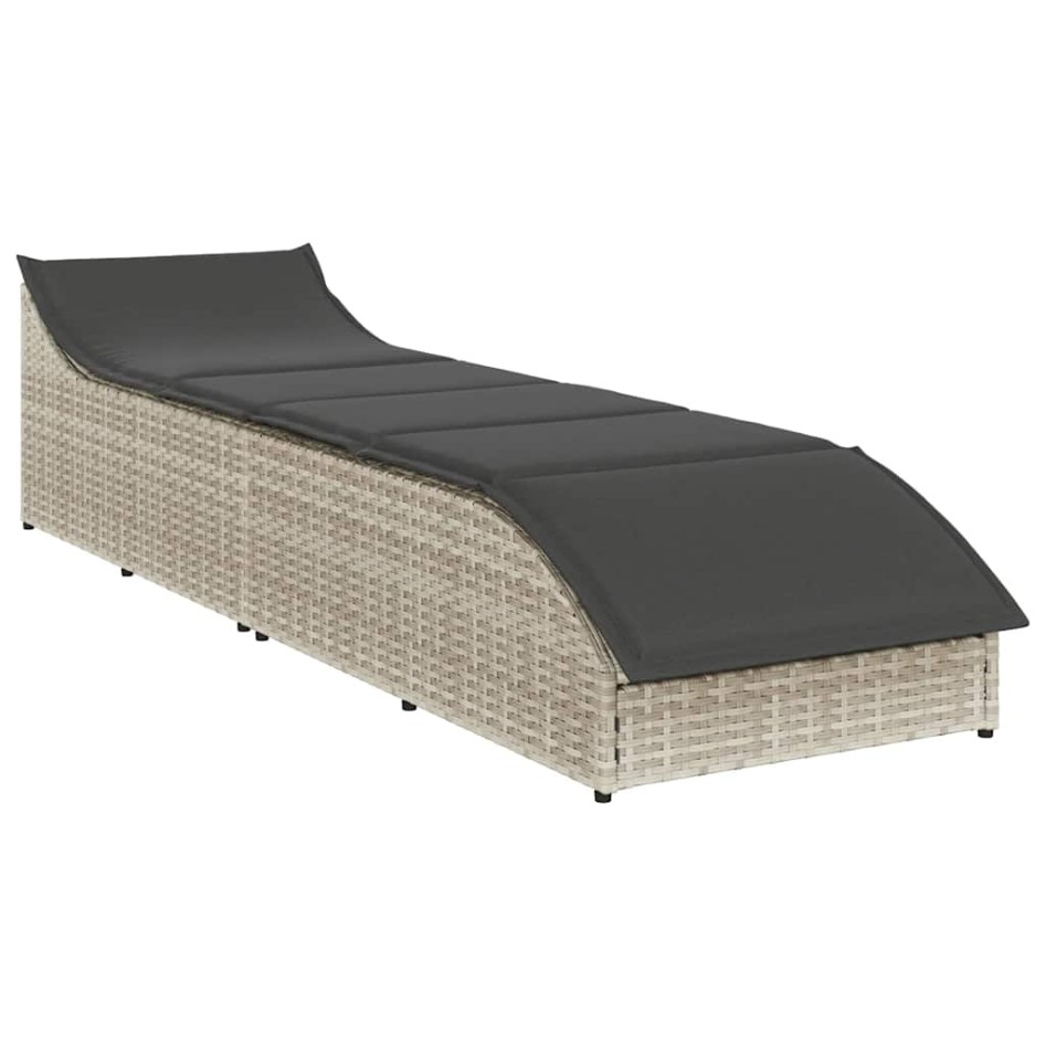 Tumbona plegable con cojín y espacio gris claro ratán