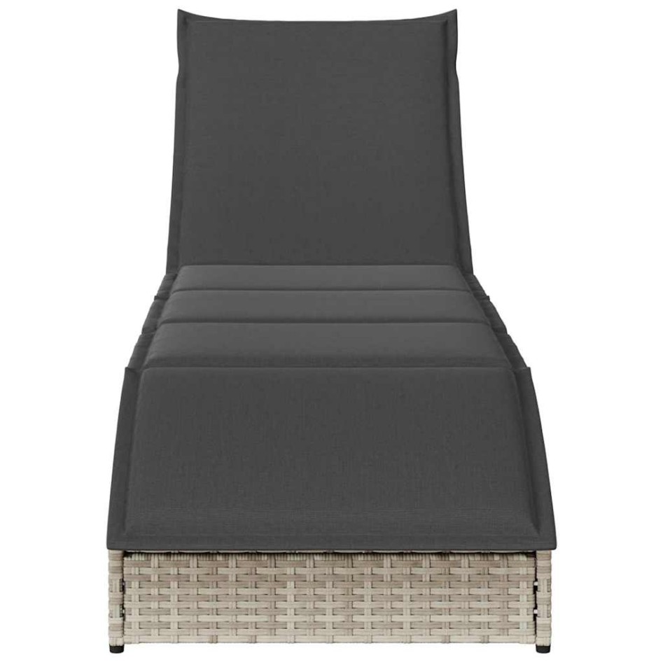 Tumbona plegable con cojín y espacio gris claro ratán