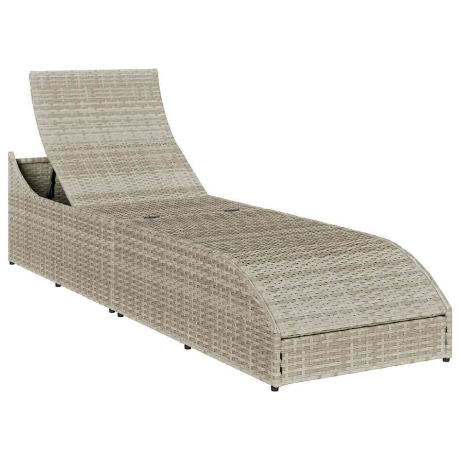 Tumbona plegable con cojín y espacio gris claro ratán