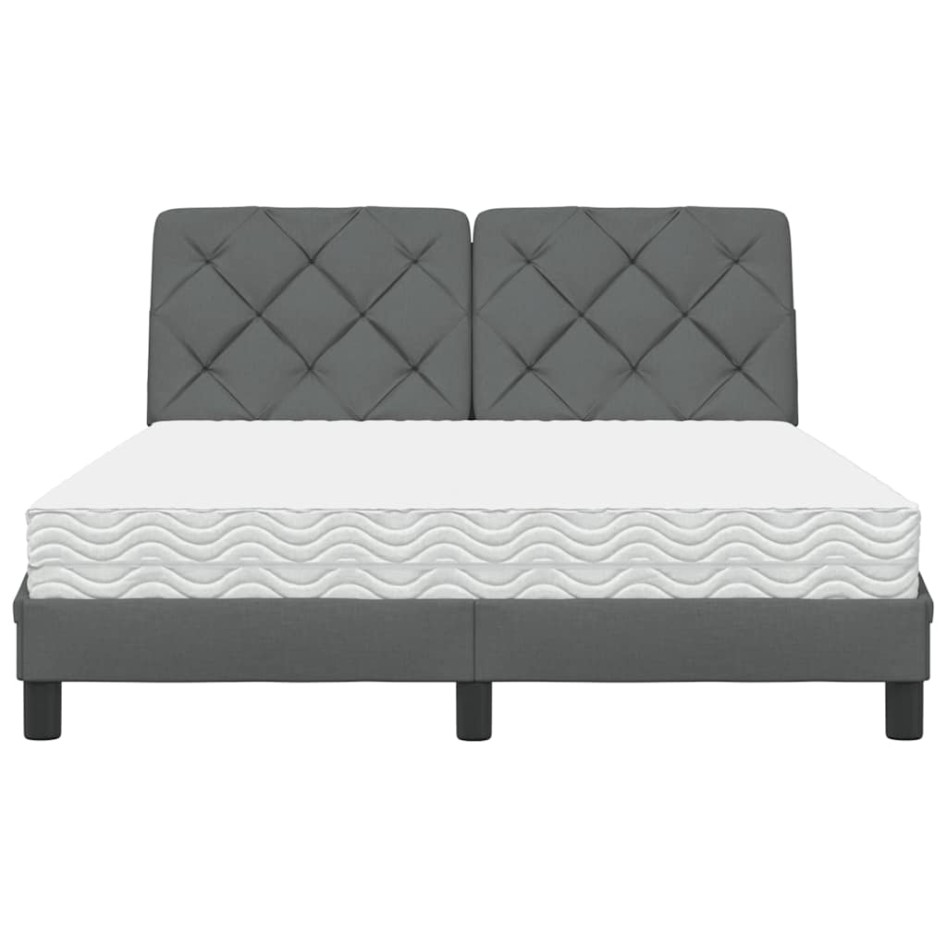 Cama con colchón tela gris oscuro 140x190