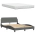Cama con colchón tela gris oscuro 140x190