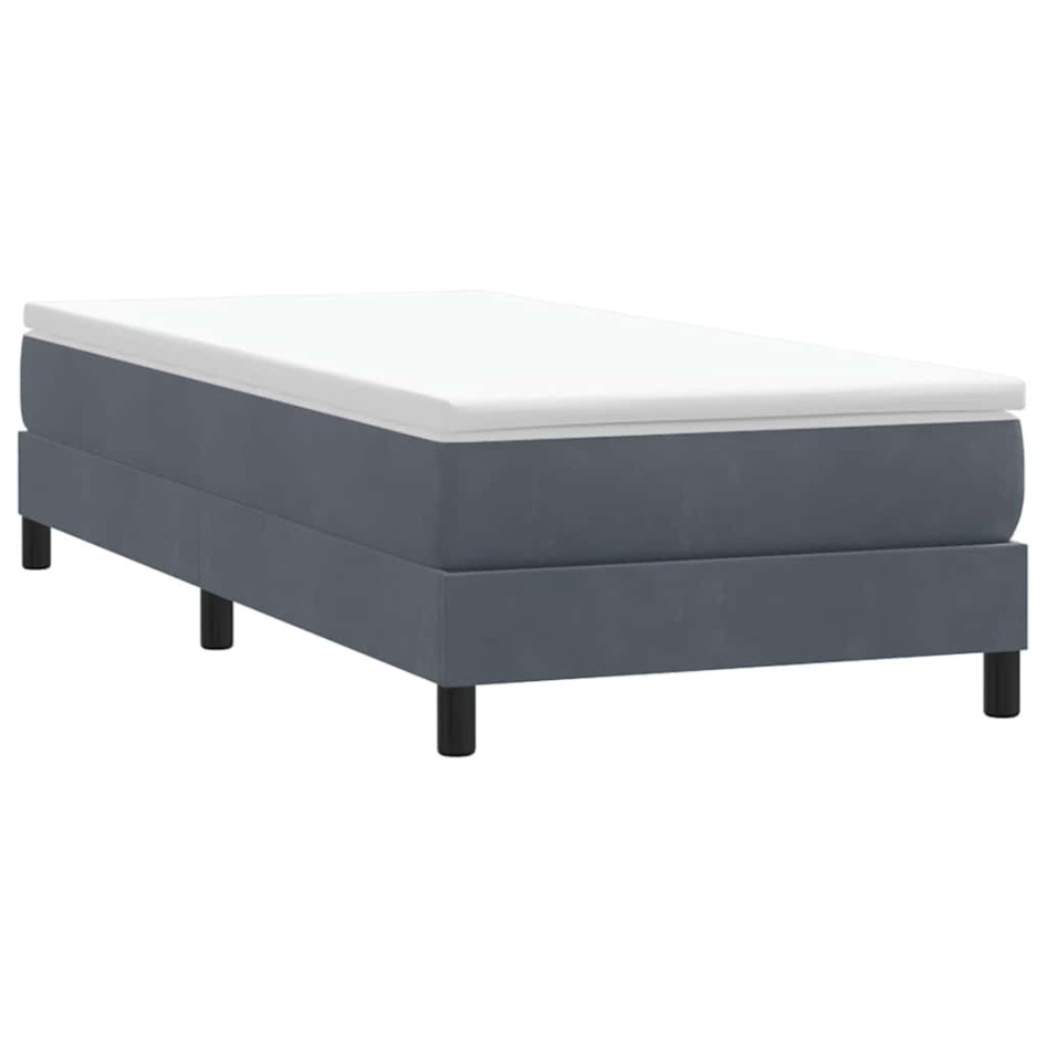 Cama box spring con colchón terciopelo gris oscuro 80x210