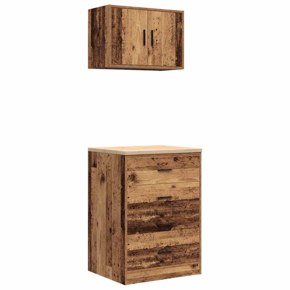 Armarios 2 uds para garaje madera ingeniería antigua