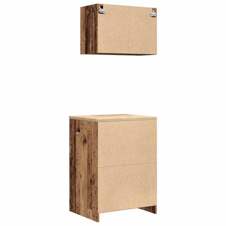 Armarios 2 uds para garaje madera ingeniería antigua