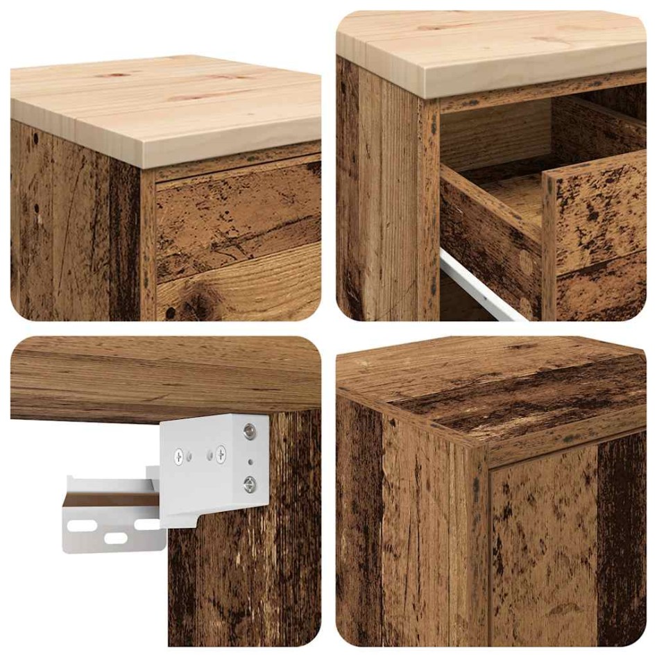 Armarios 2 uds para garaje madera ingeniería antigua