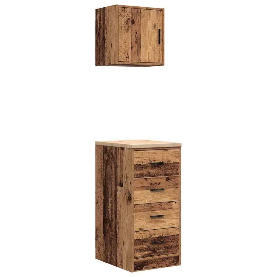 Armarios 2 uds para garaje madera ingeniería antigua